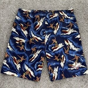 Polo Sport Swim Trunks Mens Large Blue Surfing Surfer Mesh Lined Elastic‎ Waist